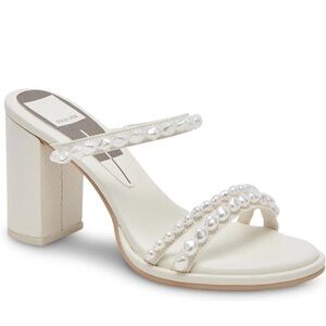 NWB Dolce Vita Barry Pearl Vanilla Pearl-Embellished Heels. Size 8.5. MSRP $160